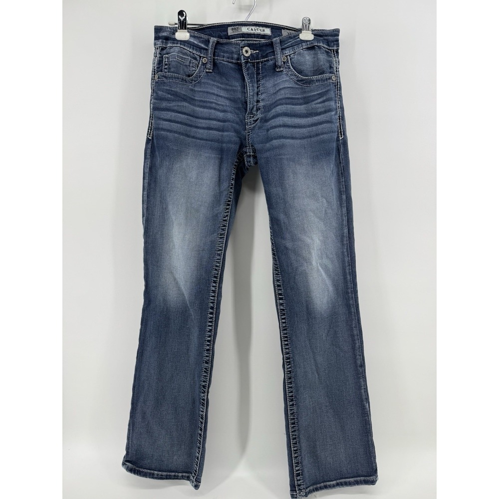 BKE‎ Carter Jeans Mens 31R Blue Straight Leg Distressed Stretch Denim